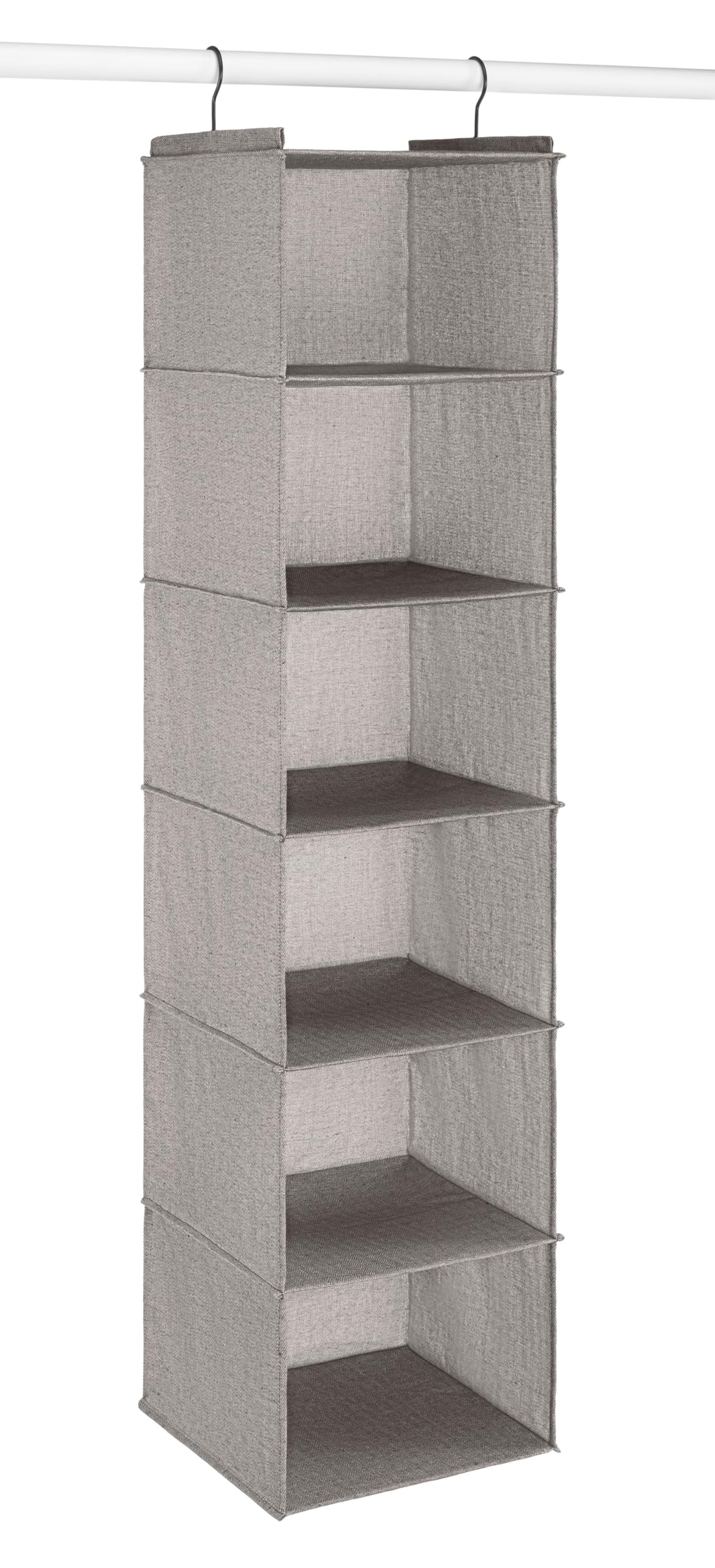 Whitmor Hanging Accessory Shelves - 6 Section Closet Organizer - Light Grey