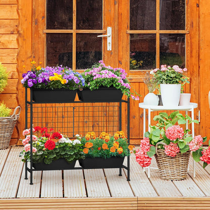 Raised Garden Beds Outdoor Elevated Garden Planter Boxes with Trellis and Legs Standing 32.4"