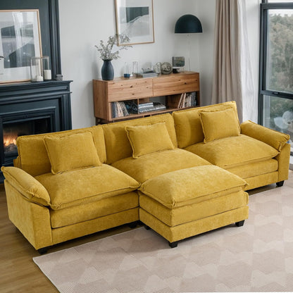 URRED Modular Sectional Sofa Comfy Cloud Couch, Modern Chenille Sofa Sleeper Deep Seat Couches with