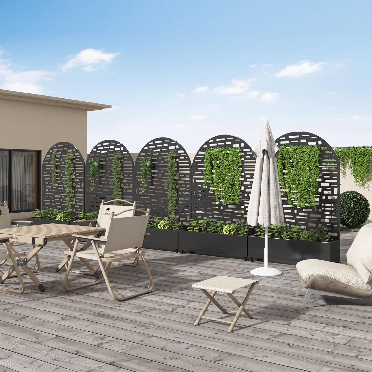 Casaphoria Metal Raised Garden Bed with Trellis and Wheels, 72"x47"x16" Arched Planter Box for