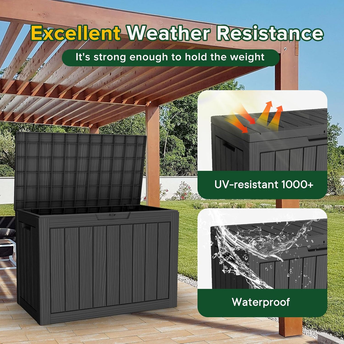 46 Gallon Outdoor Deck Box,Storage Lockable Waterproof Patio Furniture,Garden Tools,Cushions,Pool