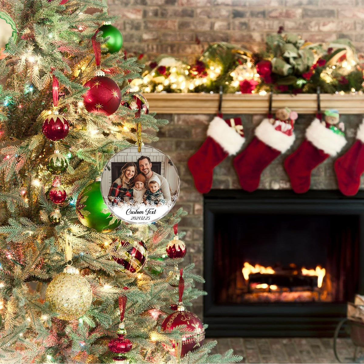 Personalized Photo Text Ornaments, Custom Ornaments for Family Couple Friend Children, Personalized