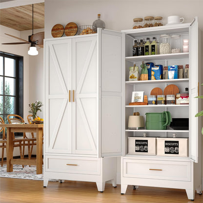 71 "Farmhouse Metal Filing Cabinet with a Drawer and 4 Adjustable Shelves, with 2 Large barn Door