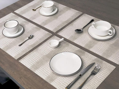 Waterproof PU Placemats, Faux Leather Hardboard Place Mats, Set of 8 Table Mats, Easy to Clean