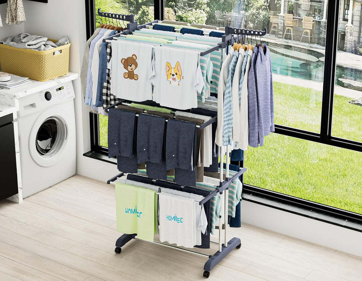HOMIDEC Clothes Drying Rack, Oversized 4-Tier(67.7" High) Foldable Stainless Steel Drying Rack