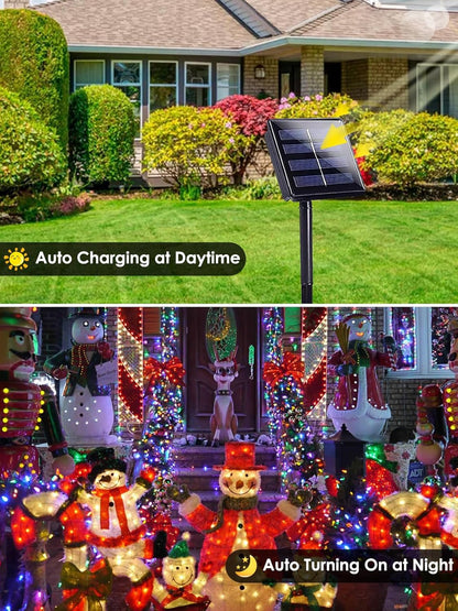 4pk Multi-Colored Solar Christmas Lights Outdoor Waterproof, 400 LED 132 FT Solar Powered LED