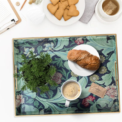 Spsyrine Serving Tray with Handles, Plastic Decorative Tray for Coffee Table, Living Room, Home