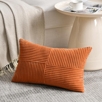 Fancy Homi 2 Packs Orange Long Lumbar Decorative Throw Pillow Covers 16x24 Inch for Couch Bed Sofa
