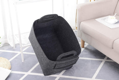 Storage Basket Felt Storage Bin Collapsible& Convenient Box Organizer with Carry Handles for Office