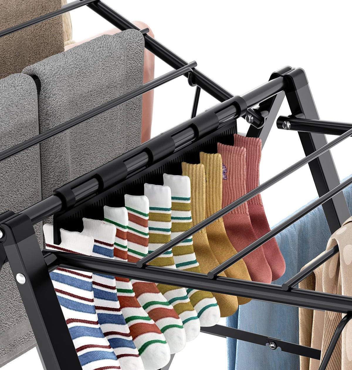 APEXCHASER Foldable Clothes Drying Rack, Metal Laundry Drying Rack Collapsible, Ultra Thin Clothes