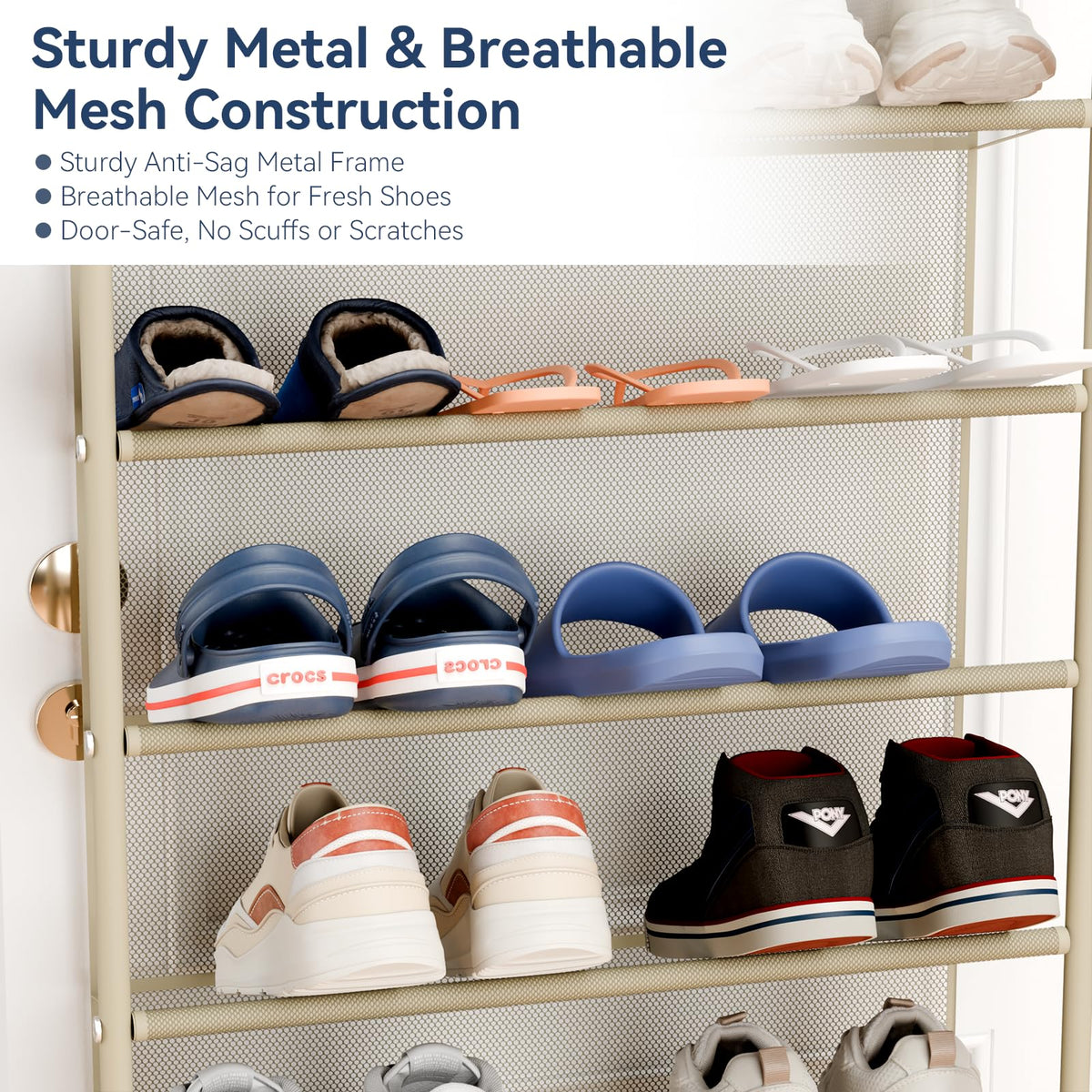 Whitmor 36 Pair Over The Door Shoe Organizer, 12 Tier Hanging Shoe Organizer, Heavy Duty Metal &