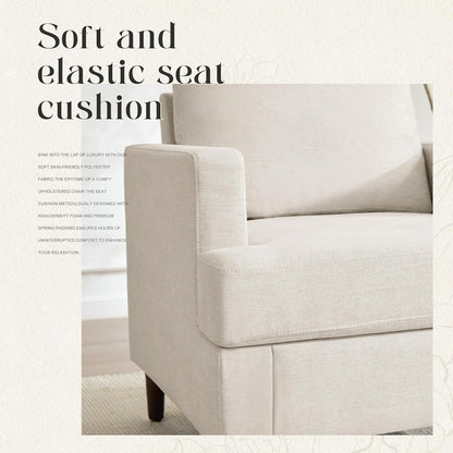 Mid-Century Accent Chair,Modern Linen Fabric Armchair for Living Room,Comfy Upholstered Reading
