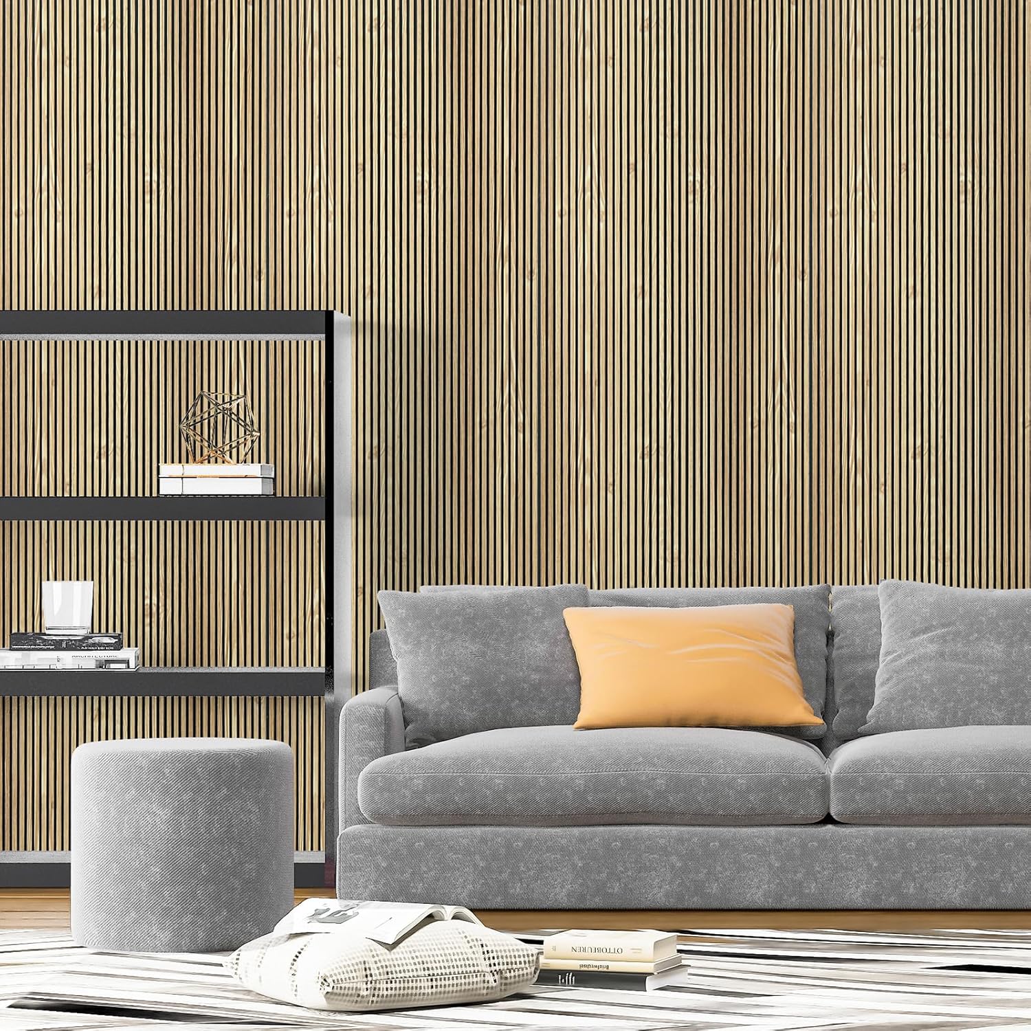 Art3d 4-Pack Glue-On Fine Bar Wainscoting Panel for Interior Wall Decor - 104 x 12 Inch Polystyrene