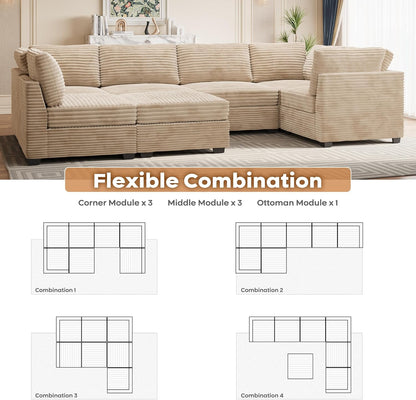 ovios Sectional Sofa Couch with U-Shape Chaise Sofa Bed, Comfy Modular Cloud Couches with Deep