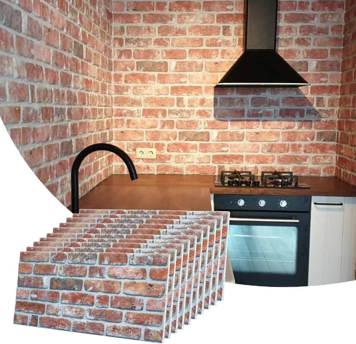 Dundee Deco 3D Wall Panels Faux Brick - Cladding, Red Brown Stone Look Wall Paneling, Styrofoam