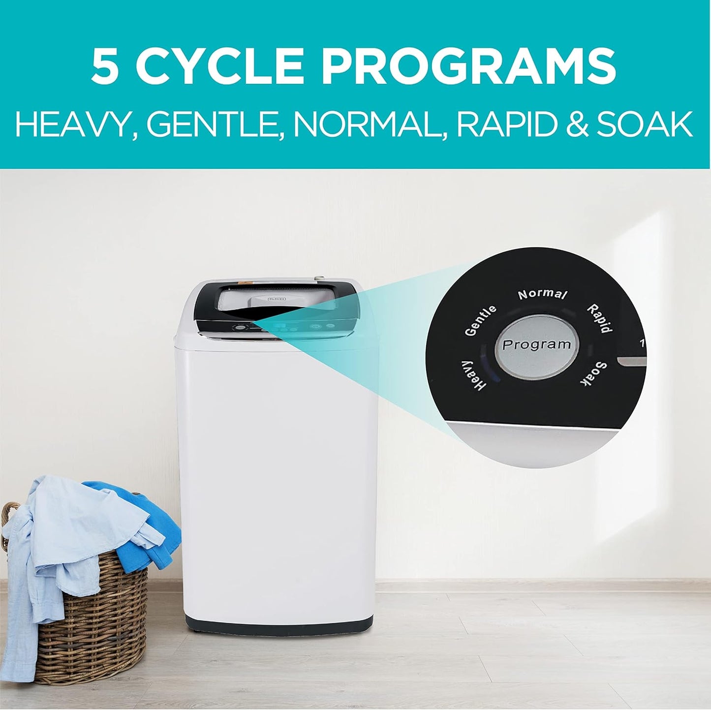 BLACK+DECKER 0.9 Cu. Ft. Portable Washer, 6.6 lb. Capacity Washing Machine for Homes & Apartments