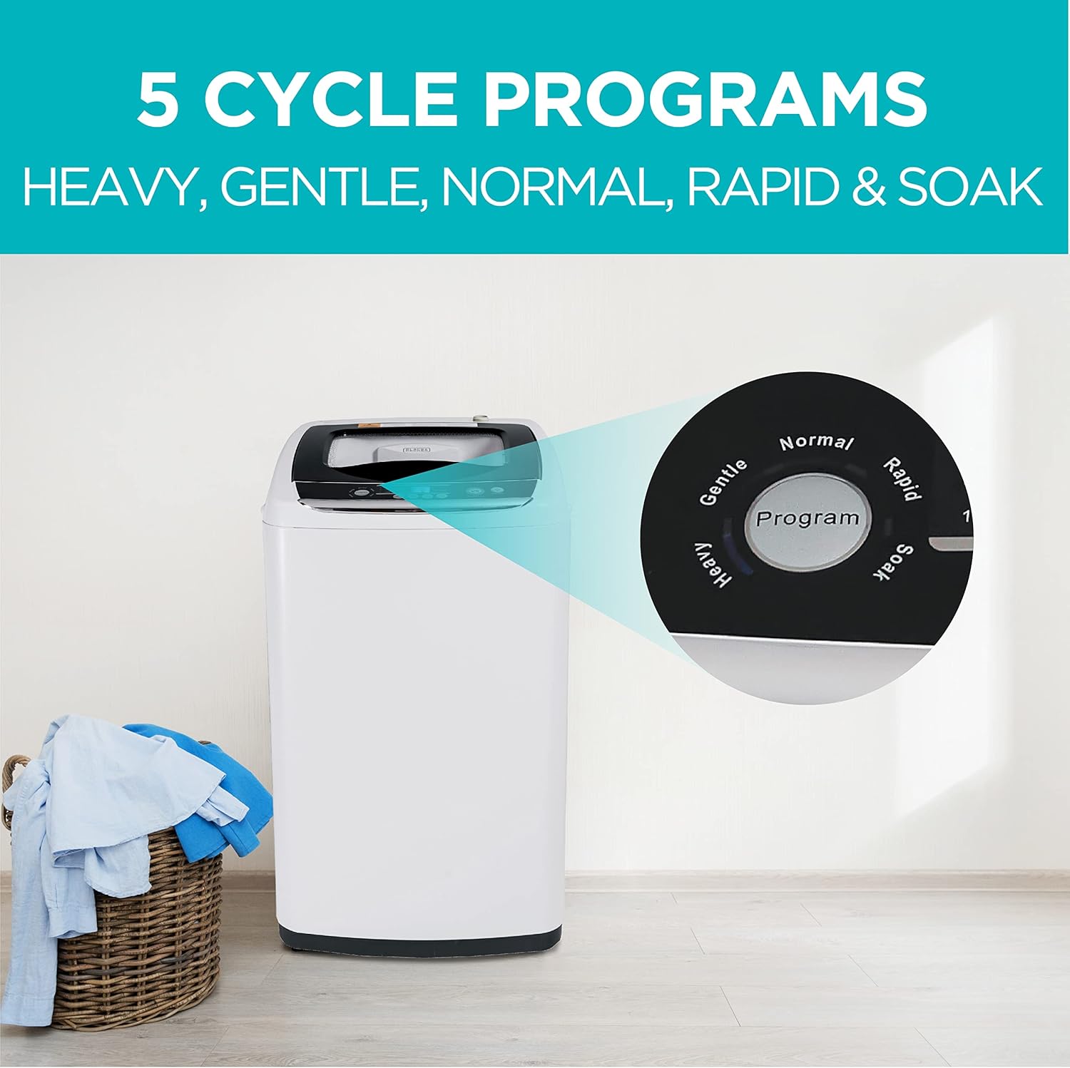 BLACK+DECKER 0.9 Cu. Ft. Portable Washer, 6.6 lb. Capacity Washing Machine for Homes & Apartments