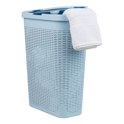 Mind Reader Slim Laundry Hamper with Lid, 40L Clothes Basket, Narrow Tapered Design with Ventilated
