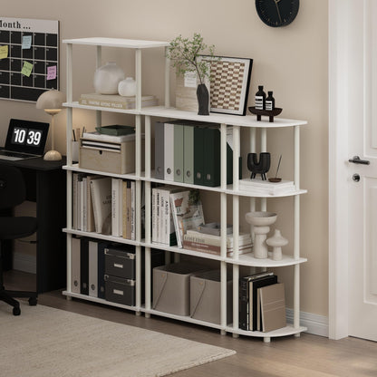 Furinno Turn-N-Tube Storage Shelves, 5-Tier Book Shelf, Corner Shelf, Toolless Open Shelves, for