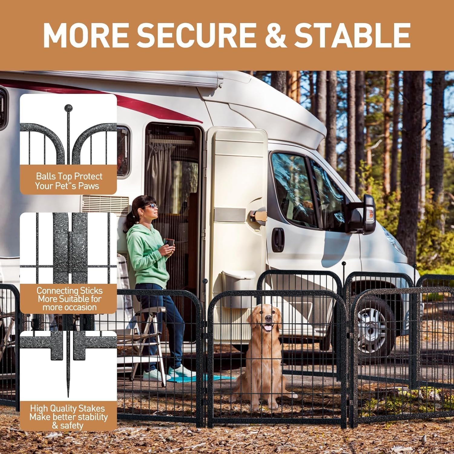 Metal Dog Playpen, 24" Inch Height 16 Panels, Ideal Dog Fence for Large/Medium/Small Dogs Indoor &