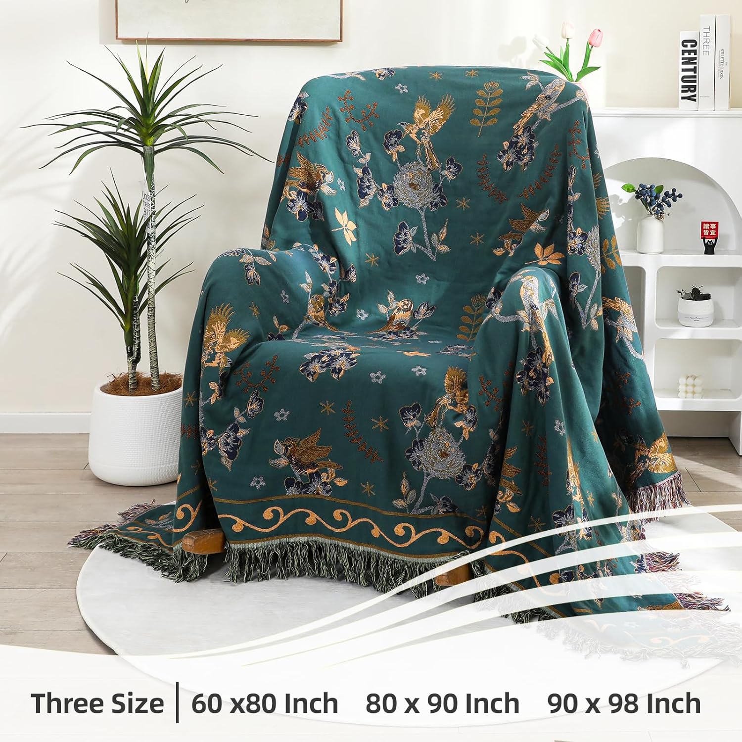 Boho 100% Organic Cotton Large Throw Blanket 50" x 60" - All Season Rustic Ultra Soft Breathable