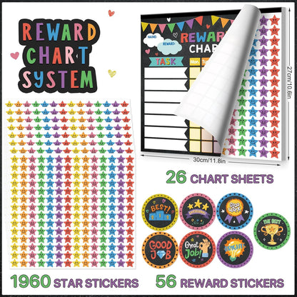 Reward Chart for Kids,Magnetic Behavior Chore Chart for Kids at Home,26 Black Chore Charts,1960