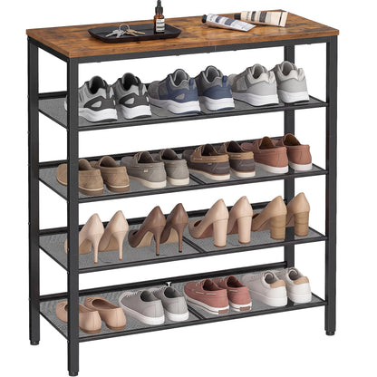 SONGMICS HOME 5 Tier Shoe Storage Organizer, Freestanding, Dense Mesh