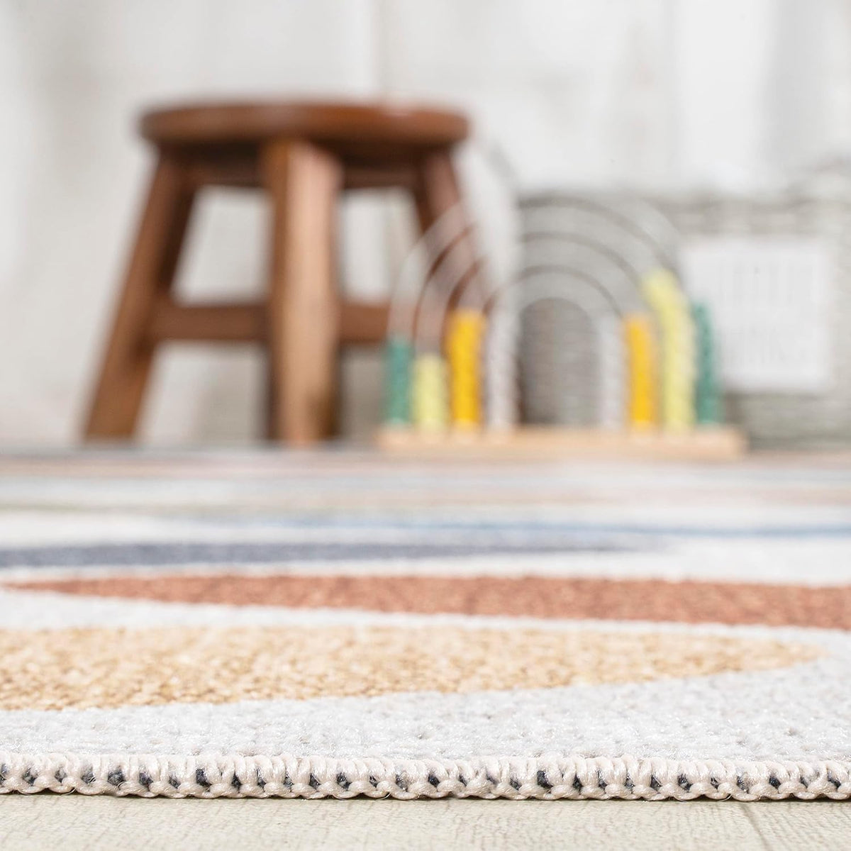 JONATHAN Y Machine-Washable Ivory/Blue/Orange Indoor Area Rug, 8x10, Dila Modern Hearts Geometric