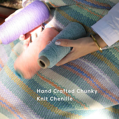 Soft Chenille Yarn Throw 50"x60", Handmade Knit Throw Blanket, for use in All Seasons, Soft Cozy