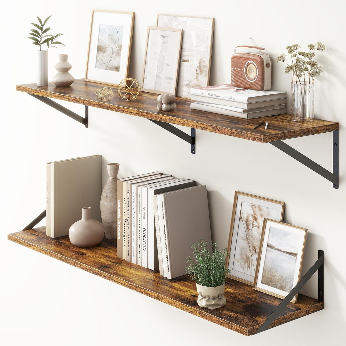 Floating Shelves 48 Inch Long, 10" Deep Floating Shelves, Wall Shelves 48 x 10, Set of 2, Wide