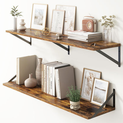 Floating Shelves 48 Inch Long, 10" Deep Floating Shelves, Wall Shelves 48 x 10, Set of 2, Wide