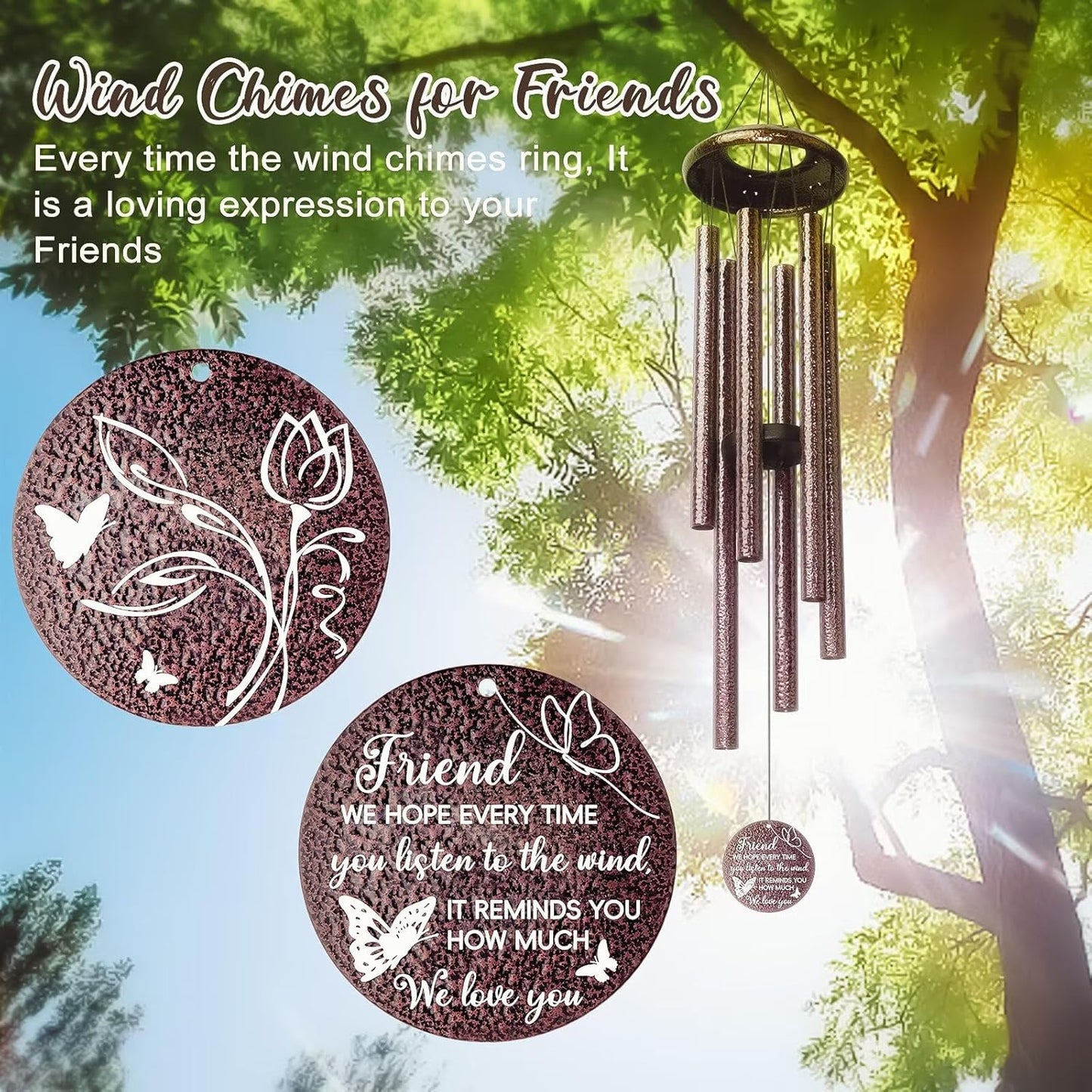 25''Wind Chimes,Best Friend Birthday Gifts for Women, Woman, Thanksgiving,Christmas Day Gifts Ideas