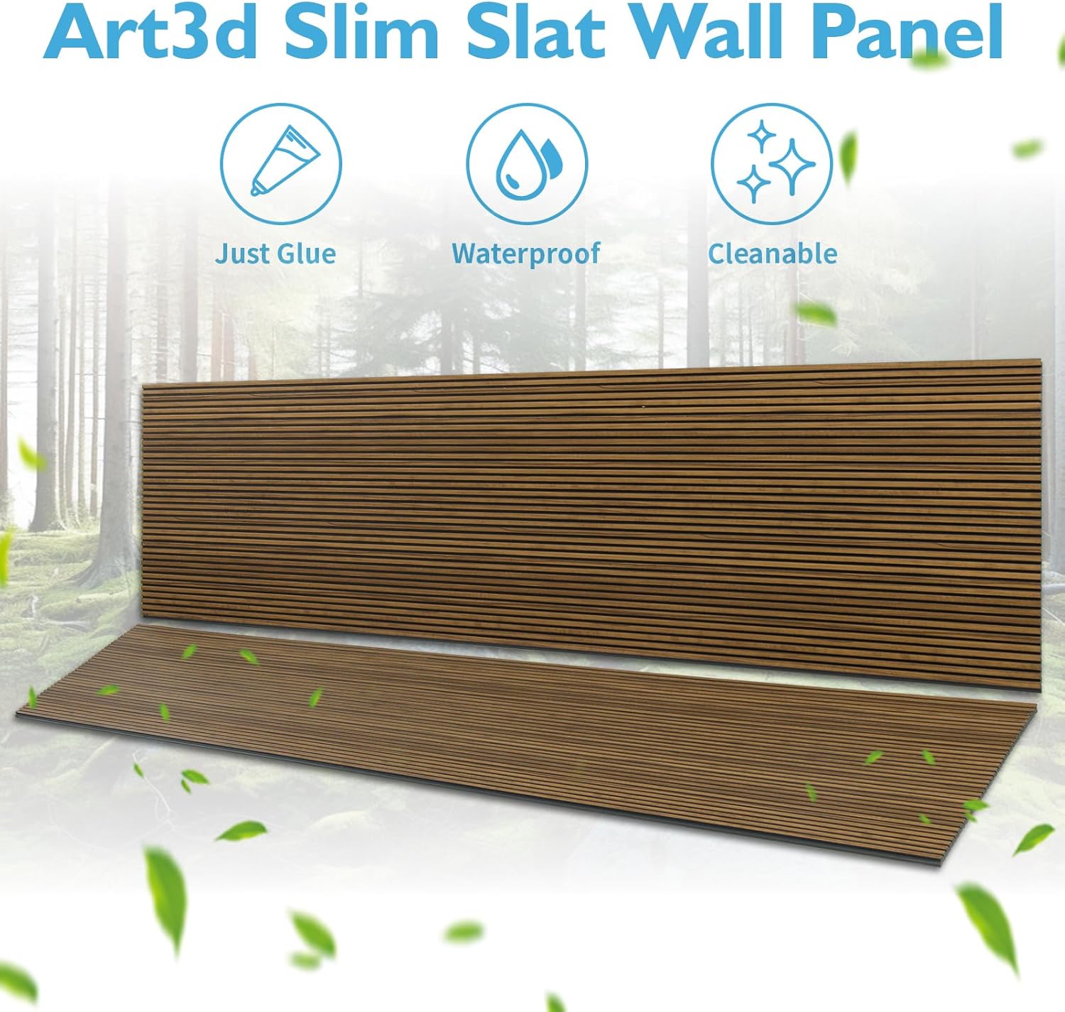 Art3d 4-Pack Glue-On Fine Bar Wainscoting Panel for Interior Wall Decor - 104 x 12 Inch Polystyrene