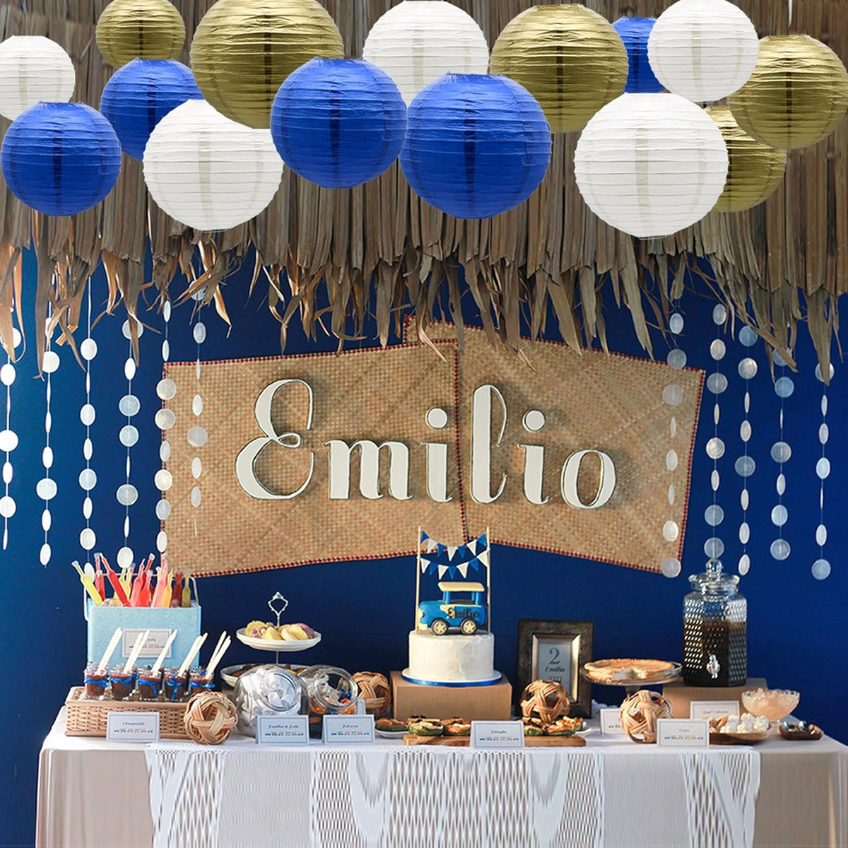 Paper Lanterns Party Decorations Navy Blue Gold - Hanging Paper Lanterns Indoor Outdoor - Wedding