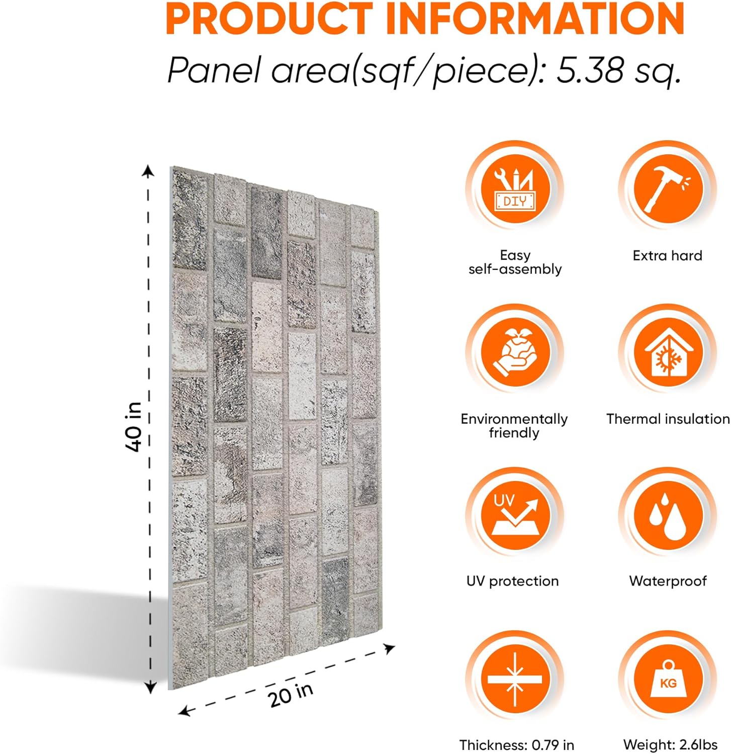 IZODEKOR 3D Brick Effect Wall Panels - Faux Brick Paneling for Living Room, Kitchen, Bathroom and