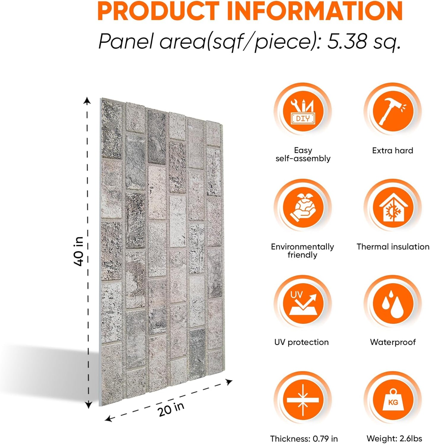 IZODEKOR 3D Brick Effect Wall Panels - Faux Brick Paneling for Living Room, Kitchen, Bathroom and