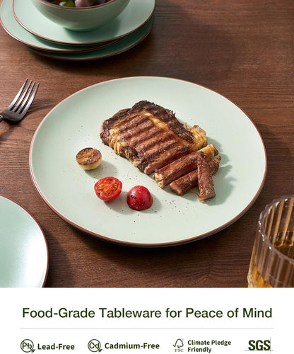 Famiware Venus Ceramic Plates and Bowls Sets, Speckled Dinnerware Dish Sets for 8 (24 Pieces)