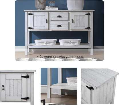 Solid Wood Farmhouse Console Table,Sofa Table with Storage Drawers and Shelves,Entryway Table for