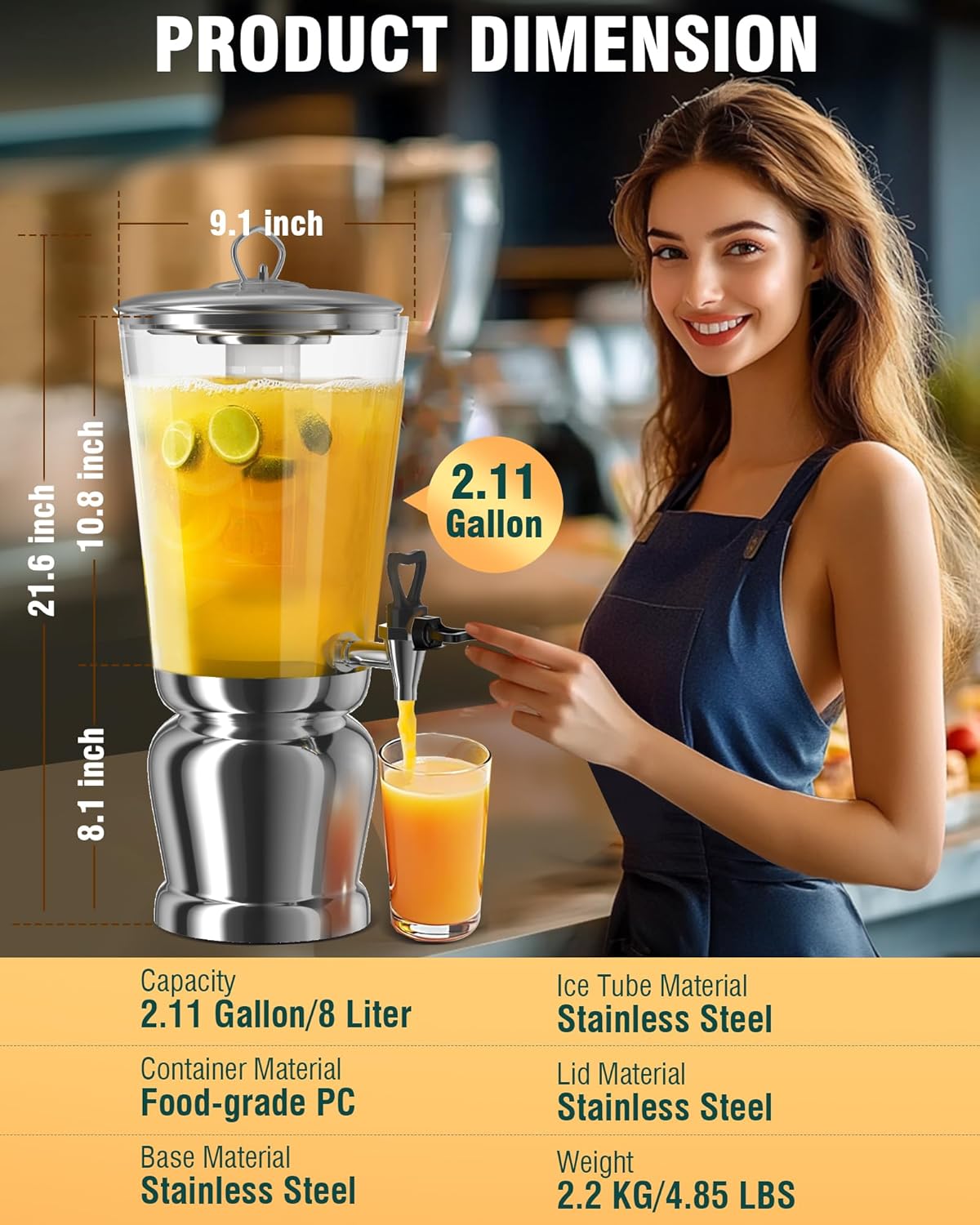 WantJoin Beverage Dispenser With Stand -2 Gallon Beverage Dispenser Drink Dispenser w/Upgraded Dual