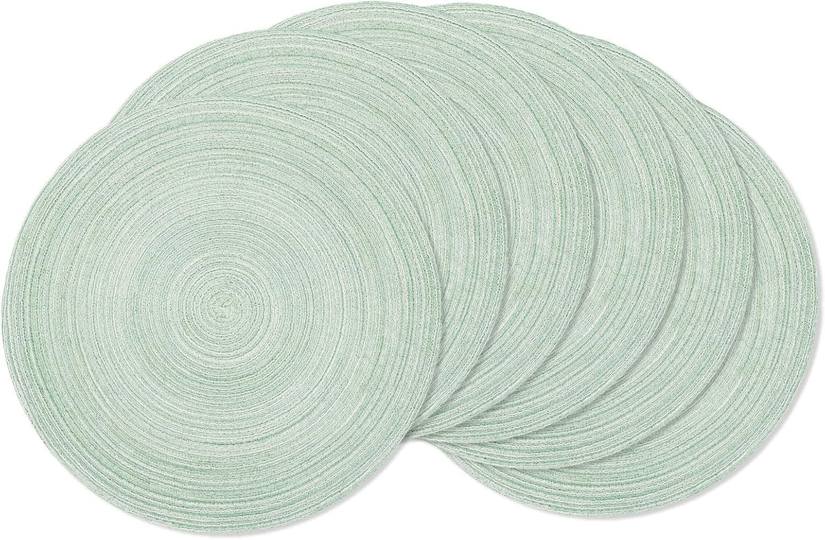 AHHFSMEI Round Braided Placemats Set of 6 Round Table Mats for Dining Tables Natural Woven Heat