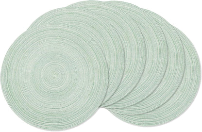 AHHFSMEI Round Braided Placemats Set of 6 Round Table Mats for Dining Tables Natural Woven Heat