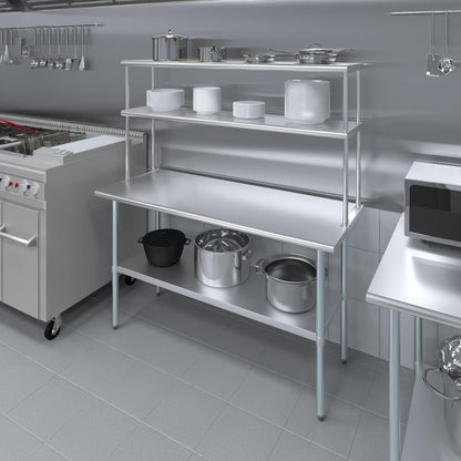AmGood Double OverShelf Stainless Steel NSF - Many (60" Long x 14" Deep)