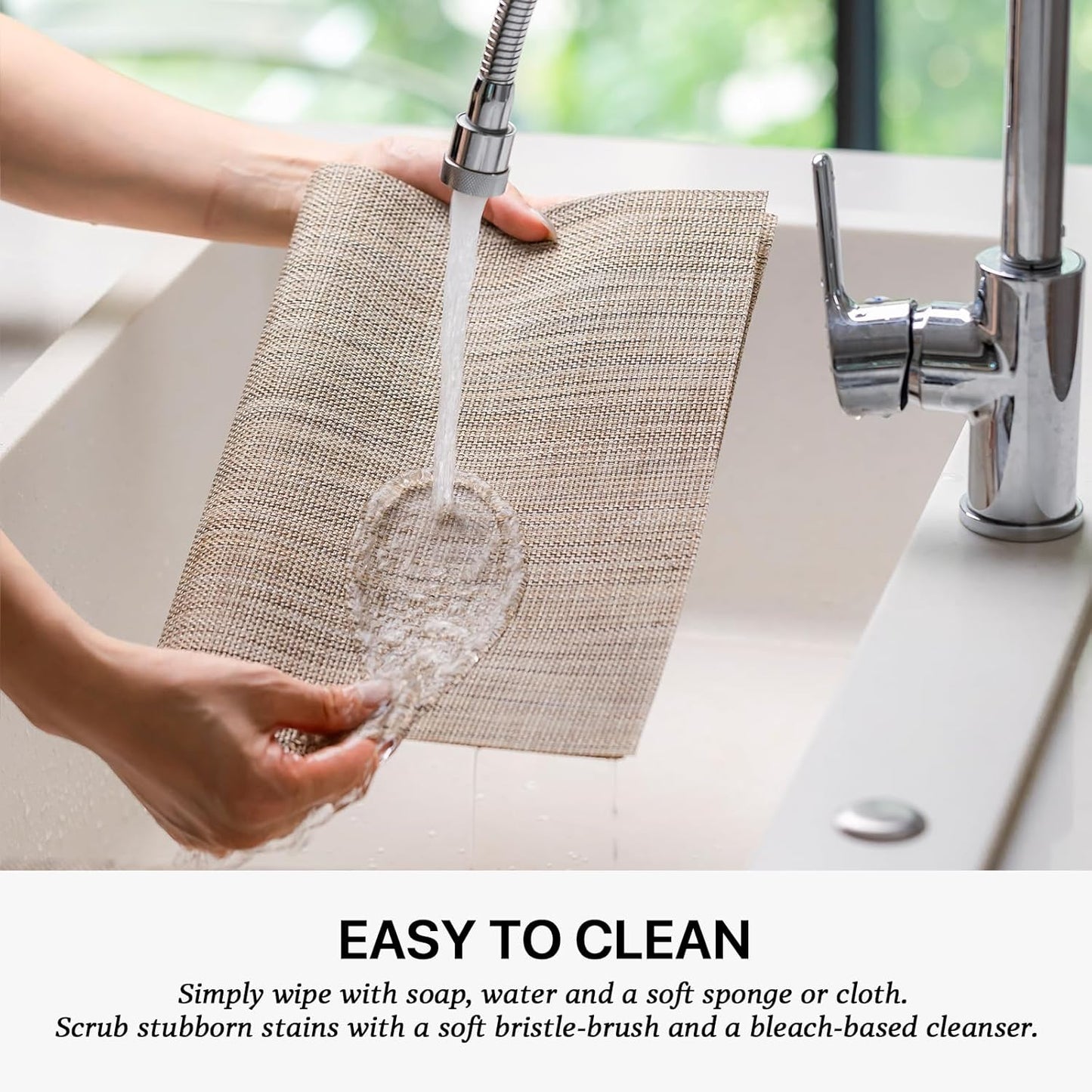 LEXMORE Placemats Set of 8 Vinyl/Plastic Woven Place Mats for Kitchen Table Indoor/Outdoor Washable