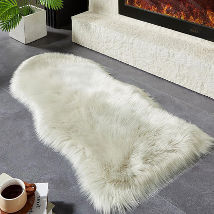 AMTOVO Faux Fur Rug, Light Grey Area Rug, Fluffy Sheepskin Rug, Fuzzy Ultra Soft 2 x 4 ft Shag Rugs