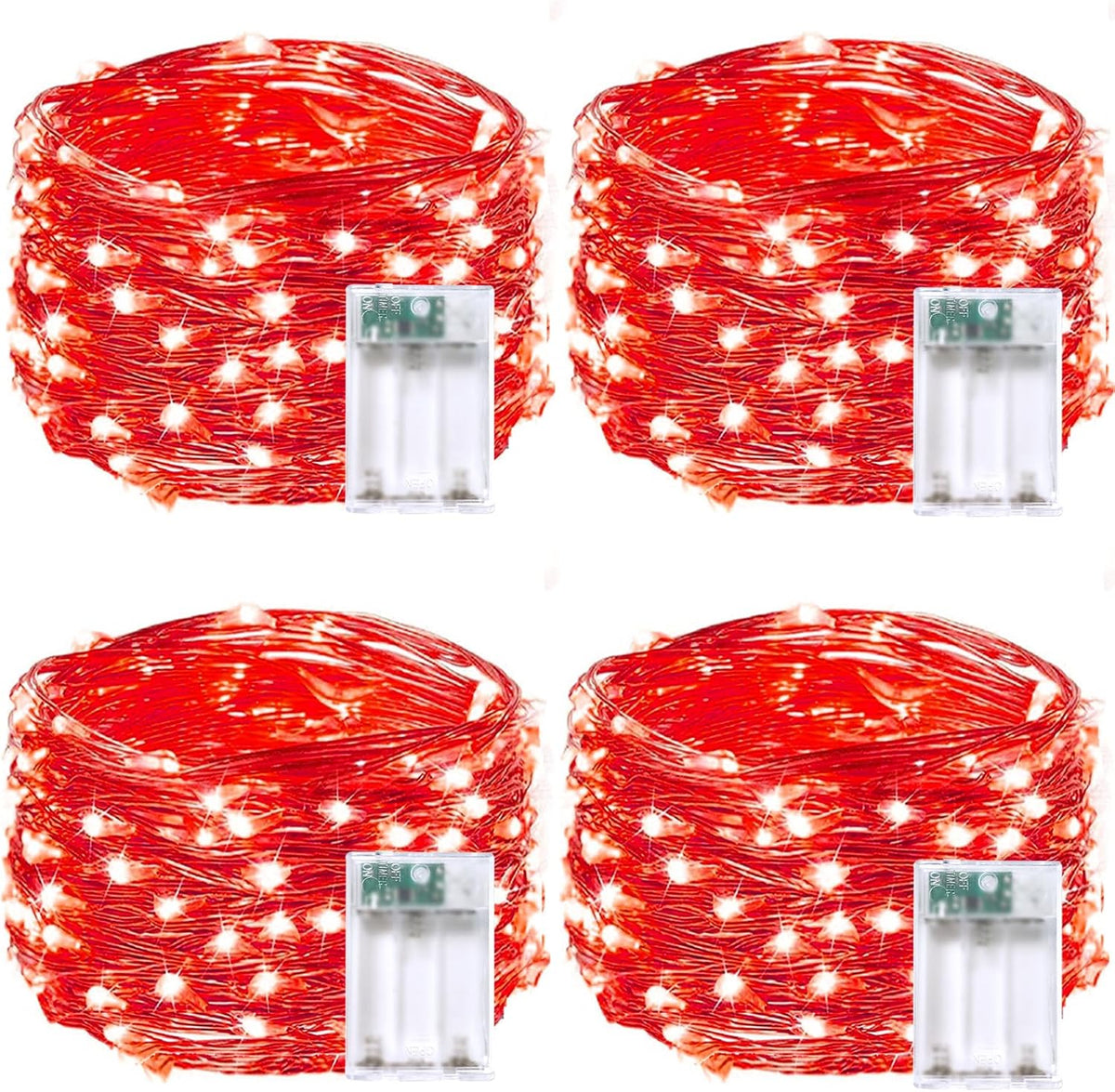 4-Pack Fairy Lights Battery Operated with Timer, 16FT 50 LED Waterproof Starry String Lights