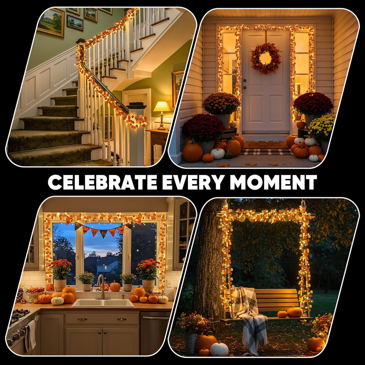 suddus Vine with Fairy Lights Battery Operated, 33ft 100 LED Eucalyptus Leaf String Lights with