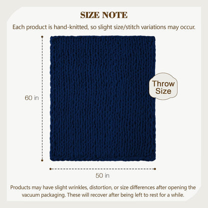 Carriediosa Chunky Knit Throw Blanket 50" X 60", 100% Hand Made Large Chenille Loop Yarn Soft