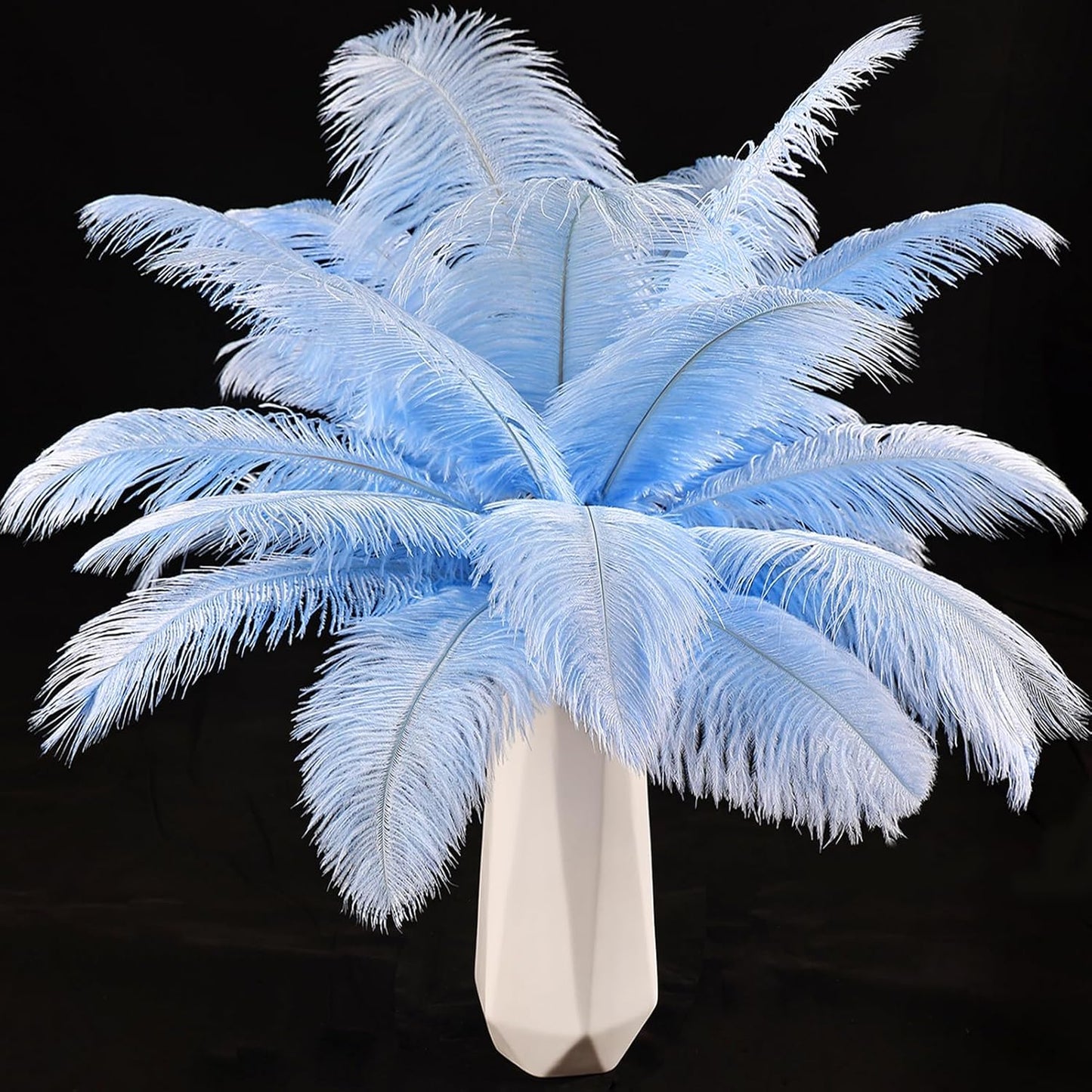THARAHT Baby Blue Ostrich Feathers 24pcs Natural Bulk 10-12Inch 25cm-30cm for Crafts Wedding Party
