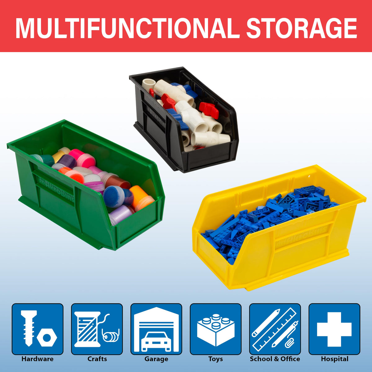 Akro-Mils 30230 AkroBins Plastic Storage Bins, Space-Saving Stackable Bins for Garage, Pantry