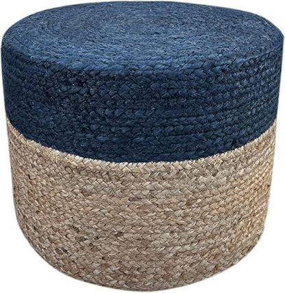 Jute Pouf Ottoman | Footrest Pouf | Hand Braided - Round Boho Pouffe - for Living Room, Bedroom
